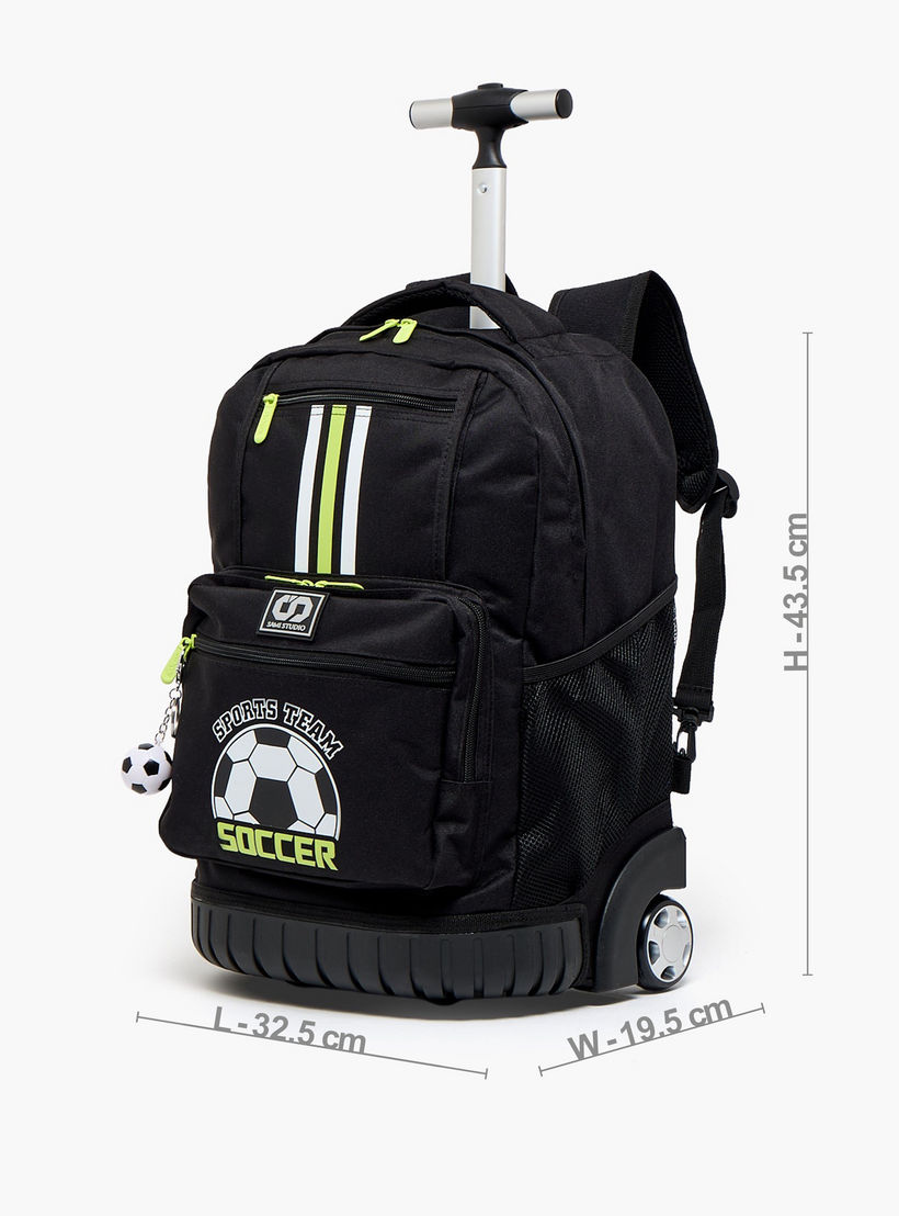 SAMI STUDIO Football Print Trolley Bag for Boys 8-13 Years with Zip Closure - 17 inches-school-bagsandbackpacks-trolleybags-image-7