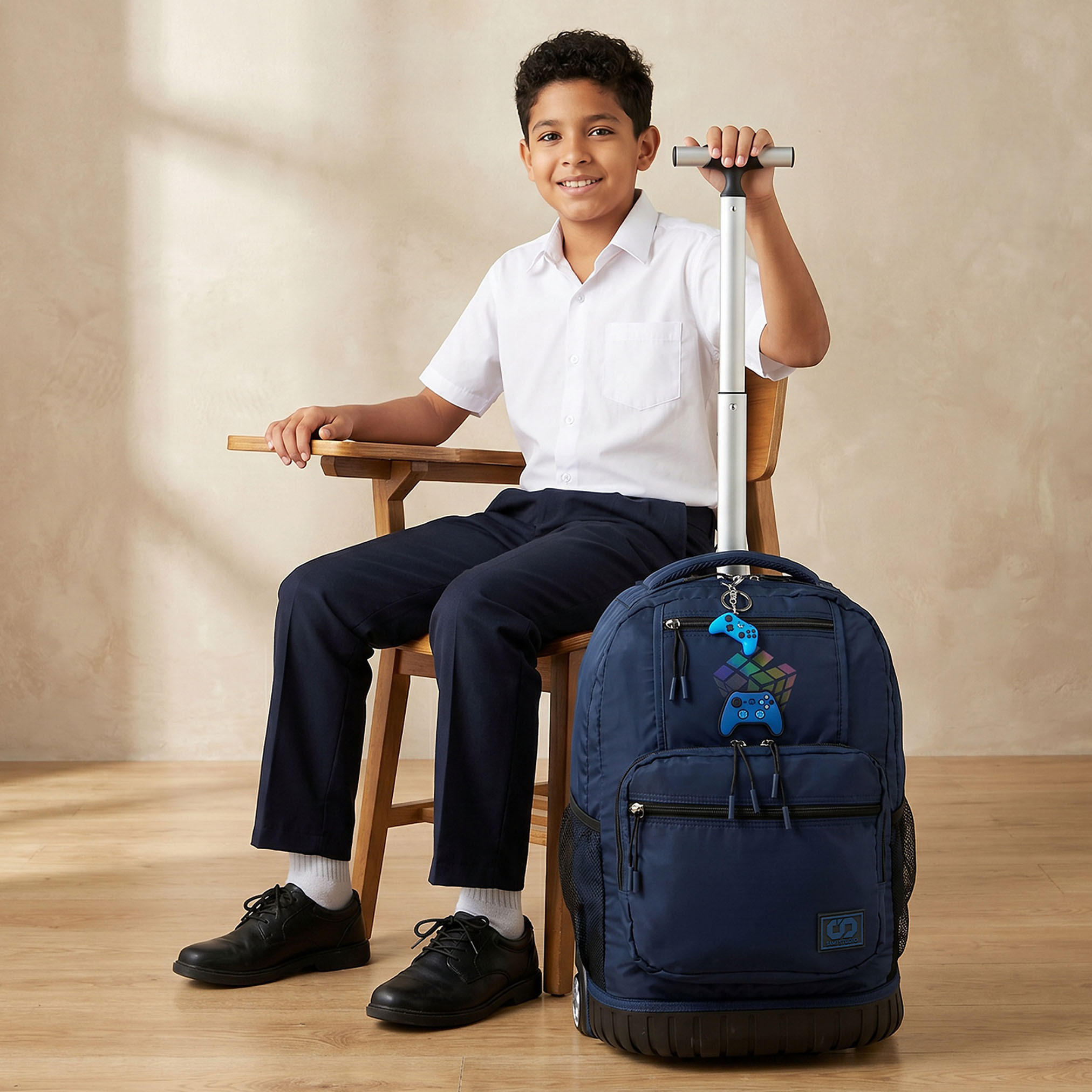 SAMI STUDIO Rubik's Print Trolley Bag for Boys 8-13 Years with Retractable Handle - 17 inches-school-bagsandbackpacks-trolleybags-image-3