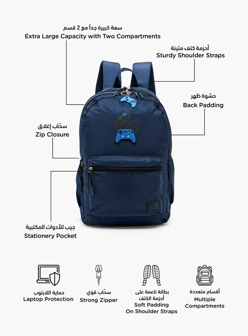 SAMI STUDIO Controller Accent Backpack for Boys 8-13 Years with Padded Shoulder Straps - 17 inches-school-bagsandbackpacks-backpacks-image-2