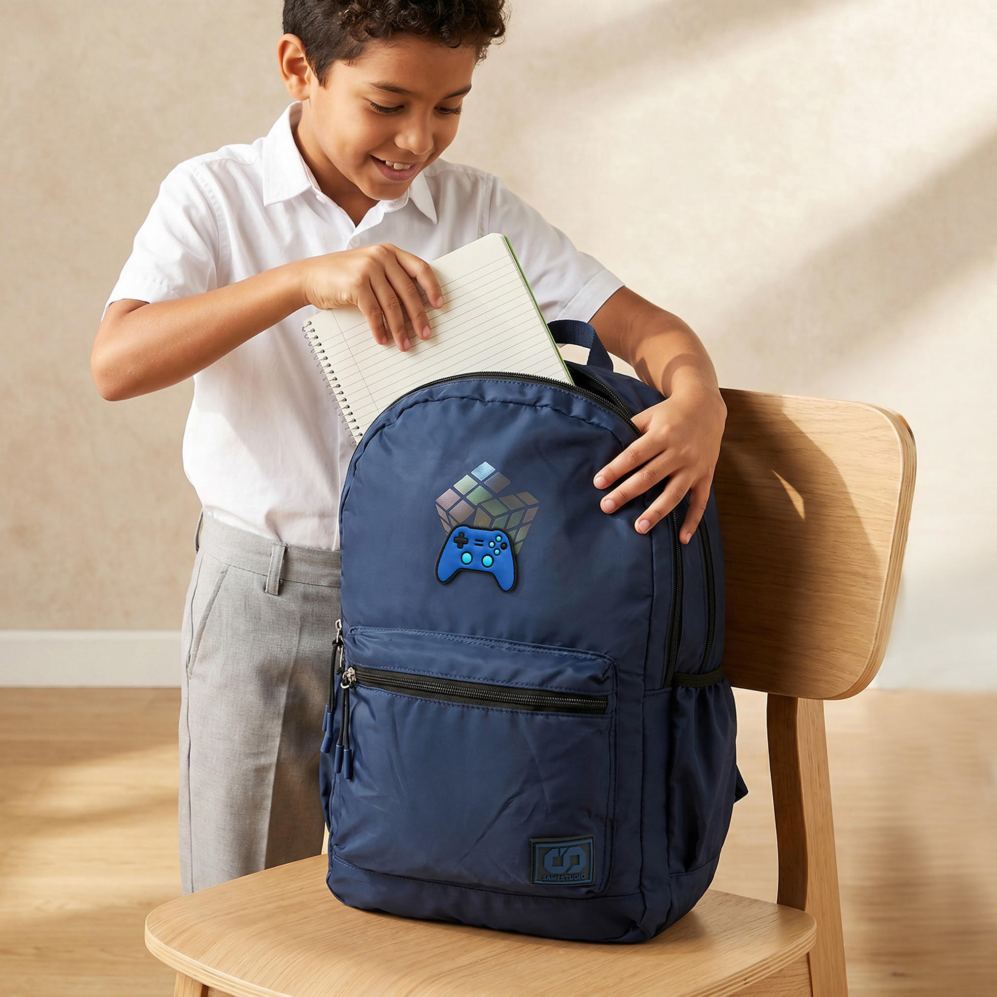 SAMI STUDIO Controller Accent Backpack for Boys 8-13 Years with Padded Shoulder Straps - 17 inches-school-bagsandbackpacks-backpacks-image-3