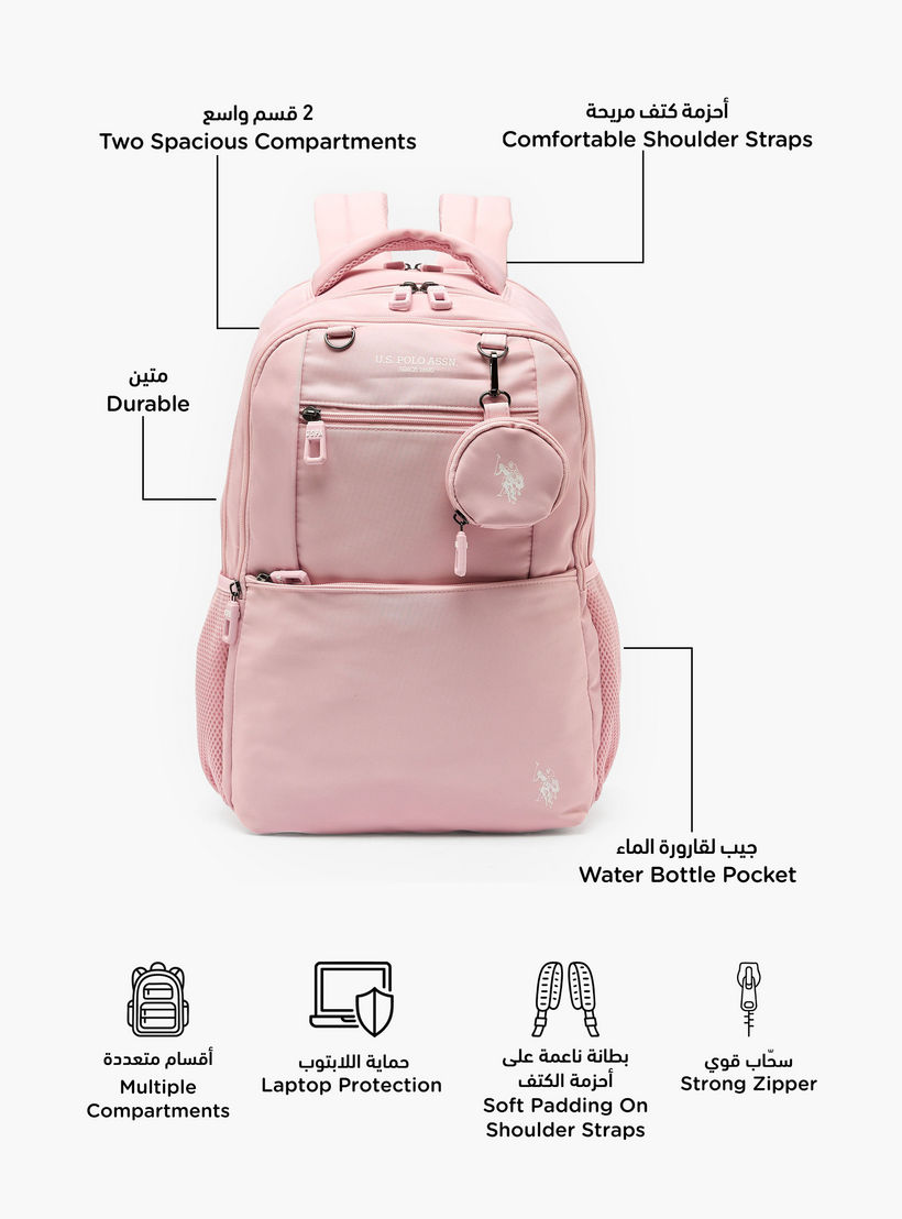 US POLO ASSN. Printed Backpack for Girls 8-13 Years with Pouch - 18 inches-school-bagsandbackpacks-backpacks-image-2