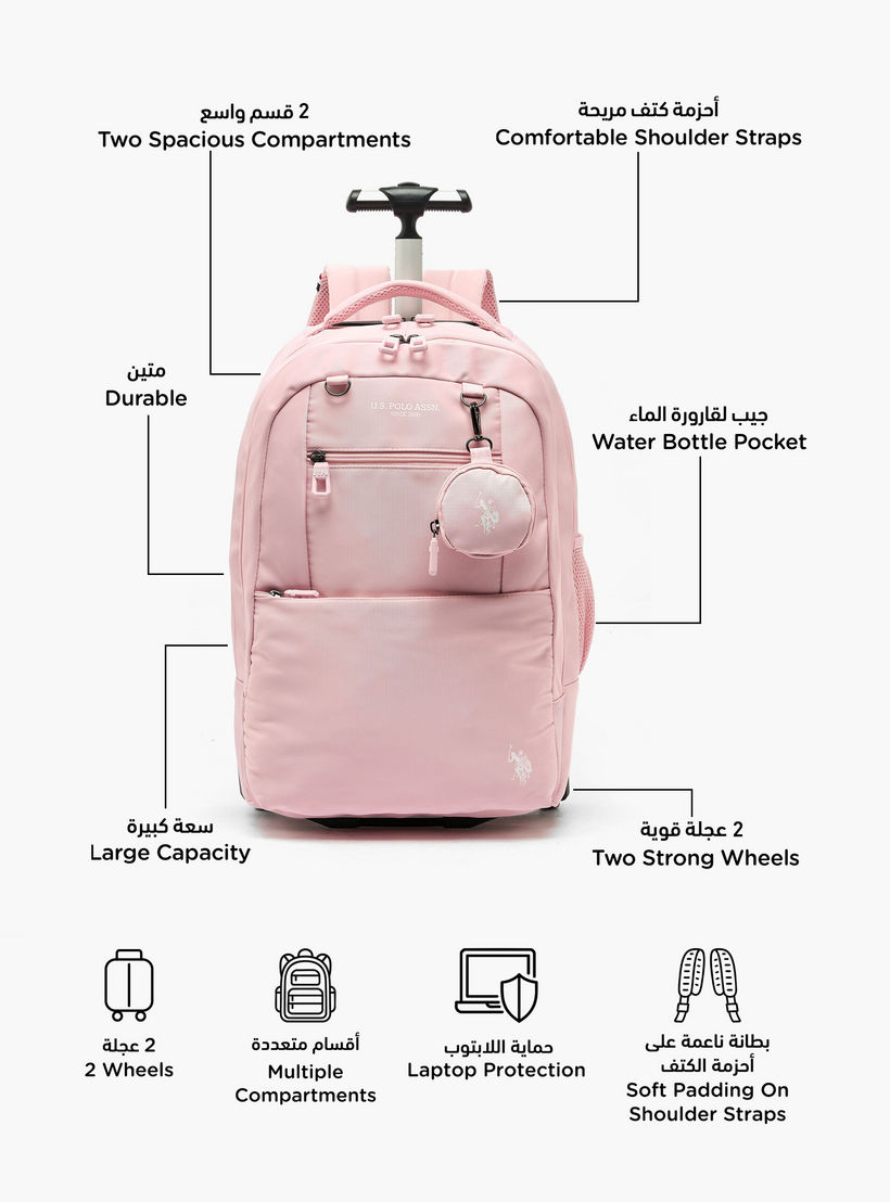 US POLO ASSN. Printed Trolley Backpack for Girls 8-13 Years with Pouch - 19 cms-school-bagsandbackpacks-trolleybags-image-2