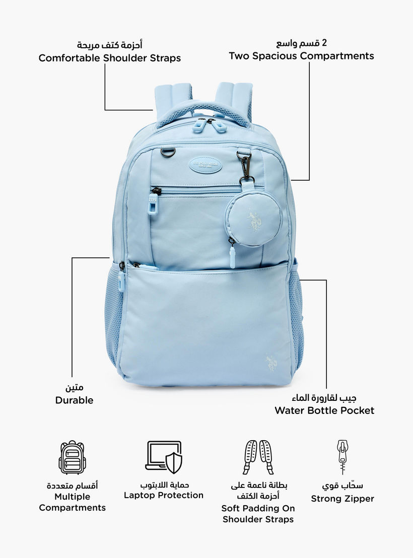 شنطة ظهر سادة بأحزمة كتف مبطنة للبنات من سن 8 -13 سنة من يو إس بولو أسن - 18 بوصة-school-bagsandbackpacks-backpacks-image-2