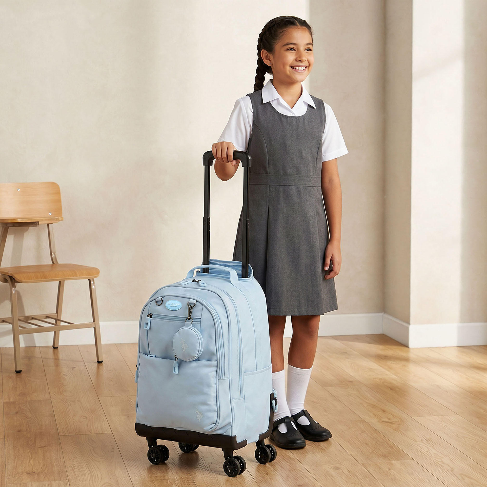 US POLO ASSN. Solid Trolley Bag for Girls 8-13 Years Retractable Handle - 19 inches-school-bagsandbackpacks-trolleybags-image-3