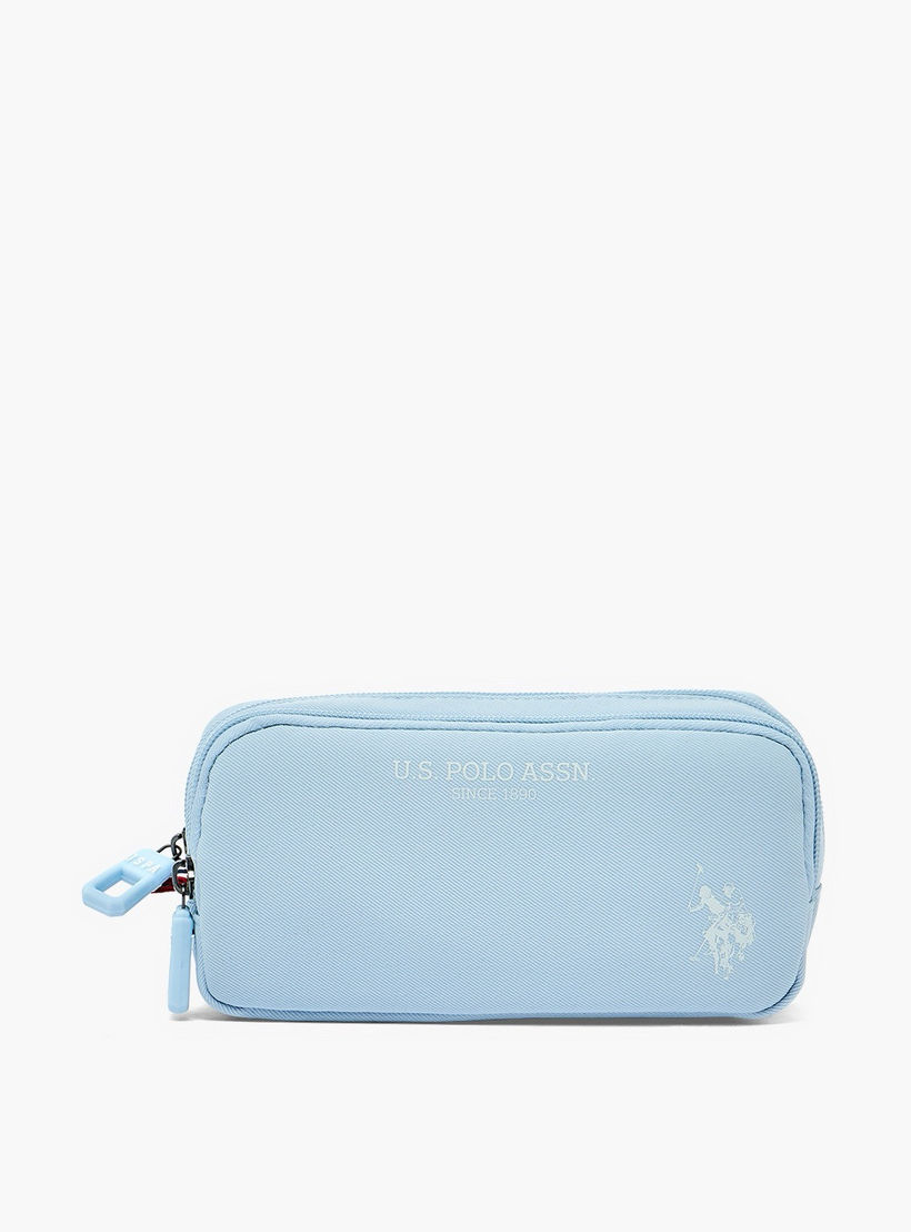 US POLO ASSN. Logo Print Pencil Pouch with 2 Compartments-school-stationery-pencilcases-image-1