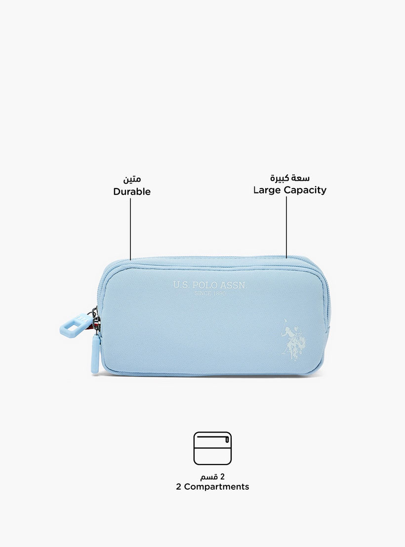 US POLO ASSN. Logo Print Pencil Pouch with 2 Compartments-school-stationery-pencilcases-image-2