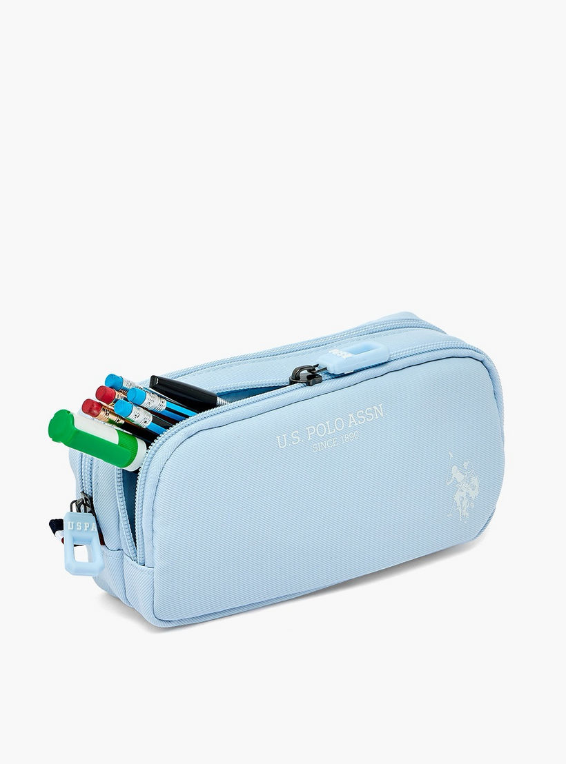 US POLO ASSN. Logo Print Pencil Pouch with 2 Compartments-school-stationery-pencilcases-image-7