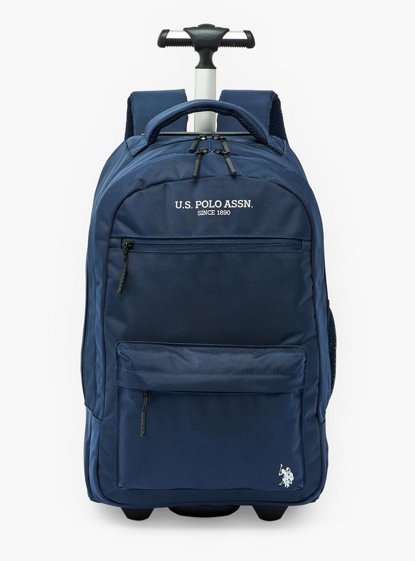 US POLO ASSN. Solid Trolley Backpack for Boys 8-13 Years with Retractable Handle - 19 inches-school-bagsandbackpacks-trolleybags-image-1
