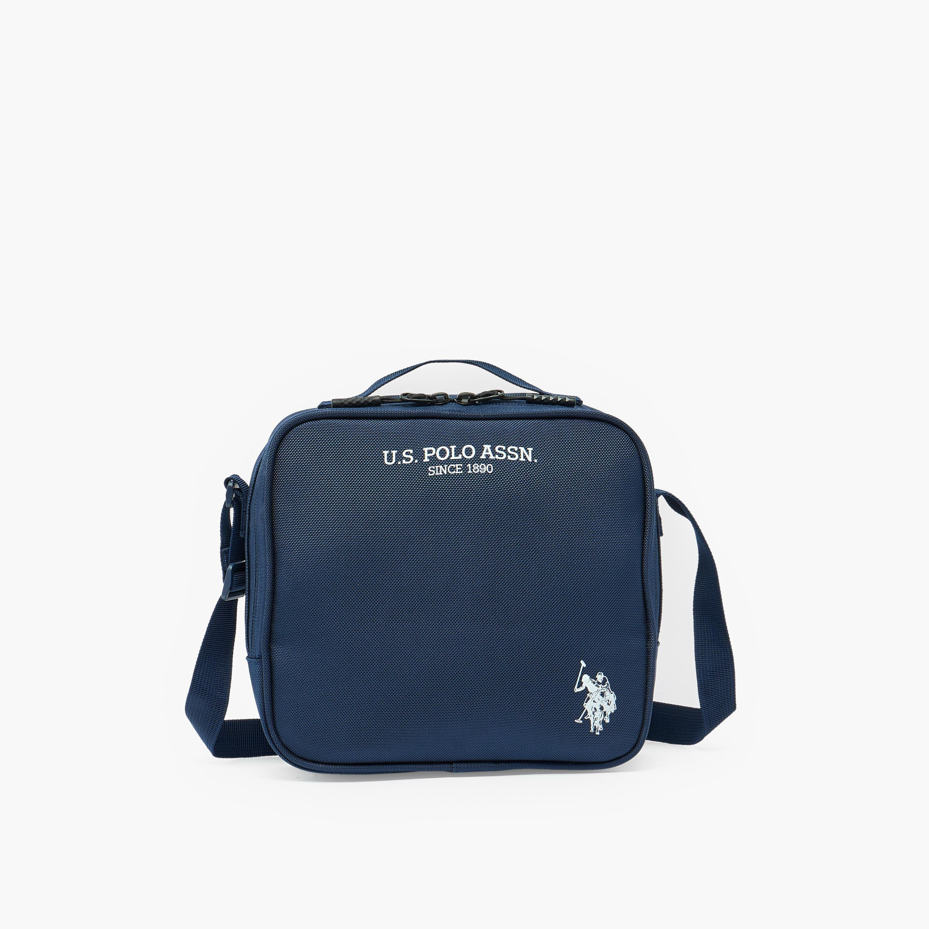 US POLO ASSN. Logo Print Lunch Bag for Unisex 8-13 Years with Adjustable Strap-school-lunchessentials-lunchbags-image-1