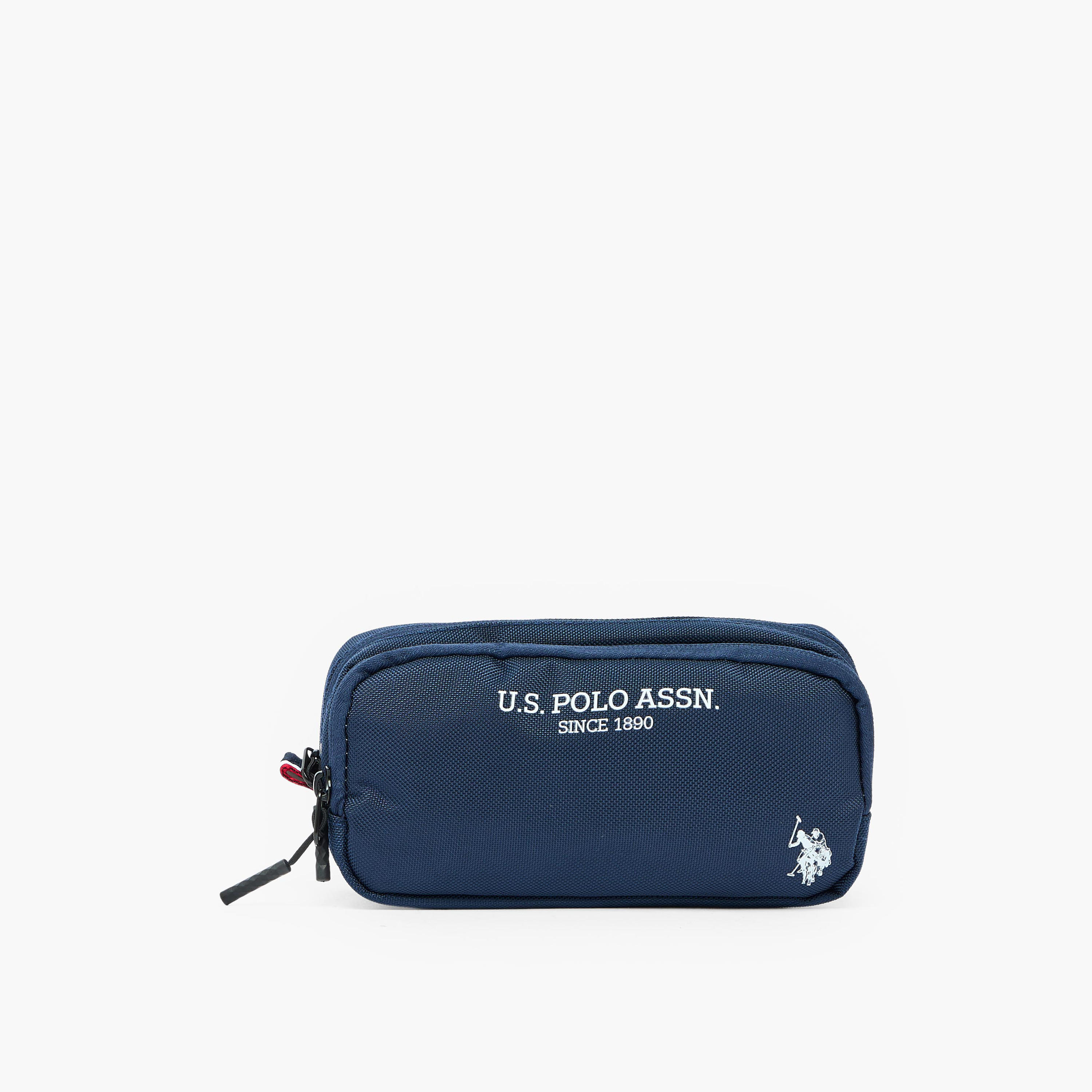 US POLO ASSN. Logo Print Pencil Pouch with 2 Compartments-school-stationery-pencilcases-image-1