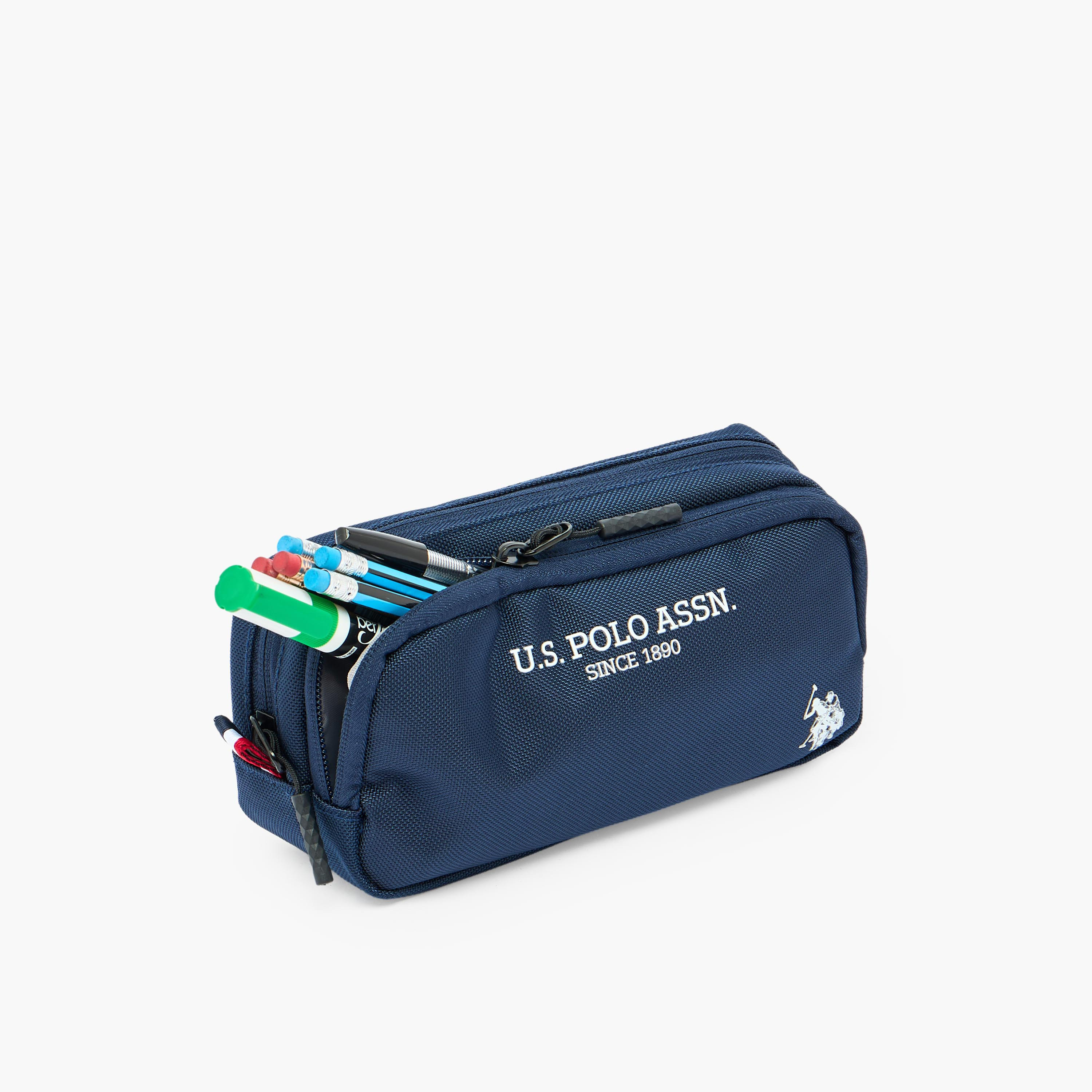 US POLO ASSN. Logo Print Pencil Pouch with 2 Compartments-school-stationery-pencilcases-image-7