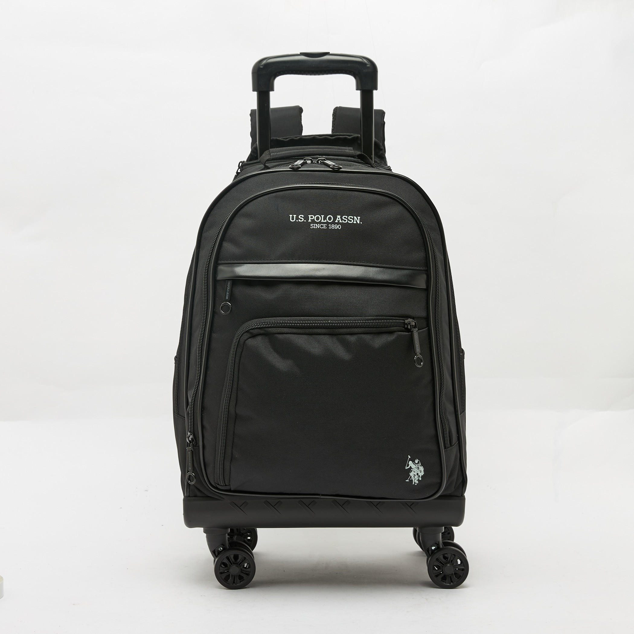 US POLO ASSN. Solid Trolley Backpack for Boys 8-13 Years with Retractable Handle - 18 inches-school-bagsandbackpacks-trolleybags-image-1