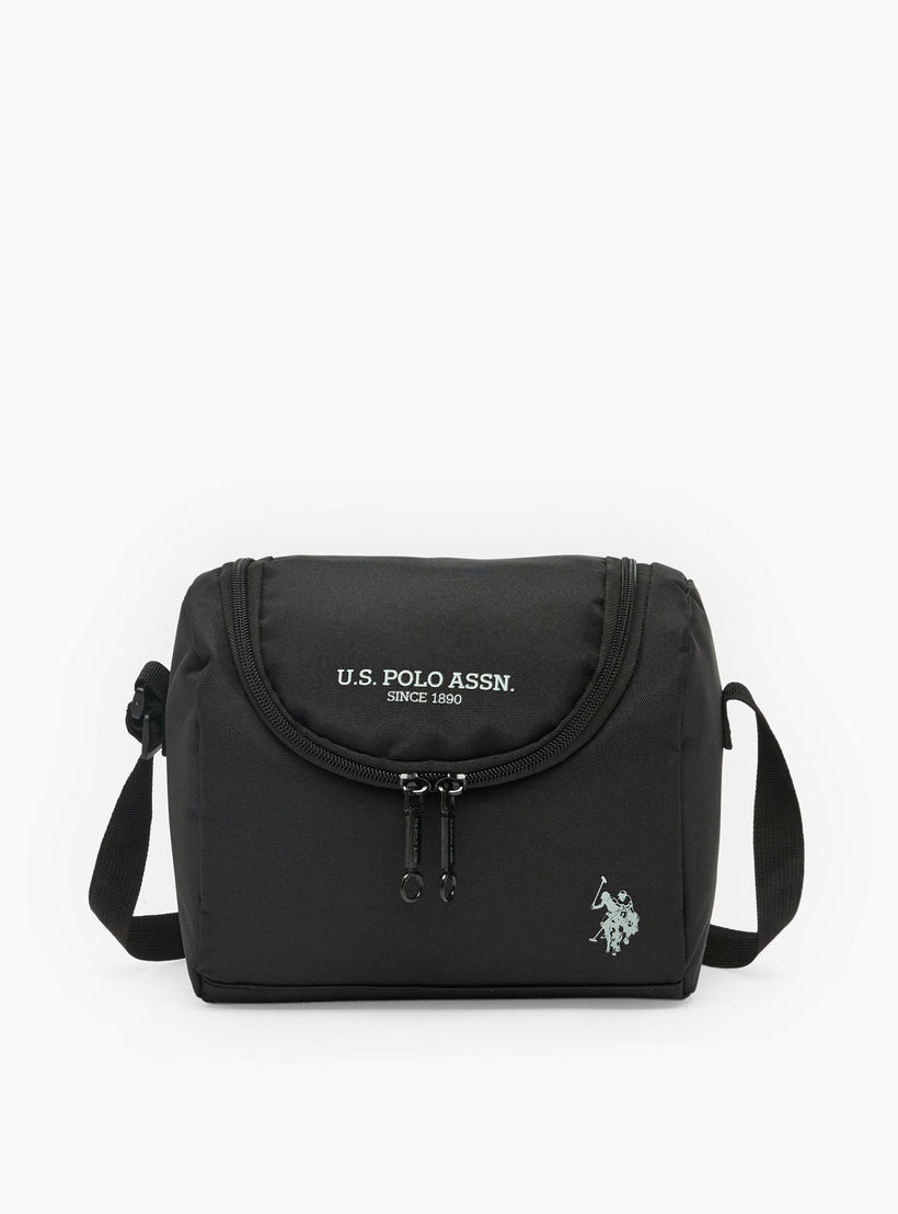 US POLO ASSN. Logo Print Lunch Bag for Boys 8-13 Years with Adjustable Strap-school-lunchessentials-lunchbags-image-1