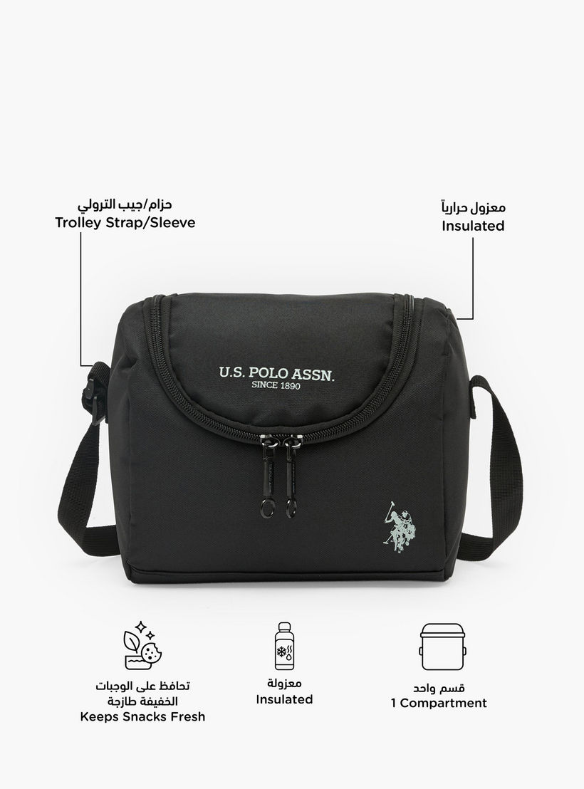 US POLO ASSN. Logo Print Lunch Bag for Boys 8-13 Years with Adjustable Strap-school-lunchessentials-lunchbags-image-2