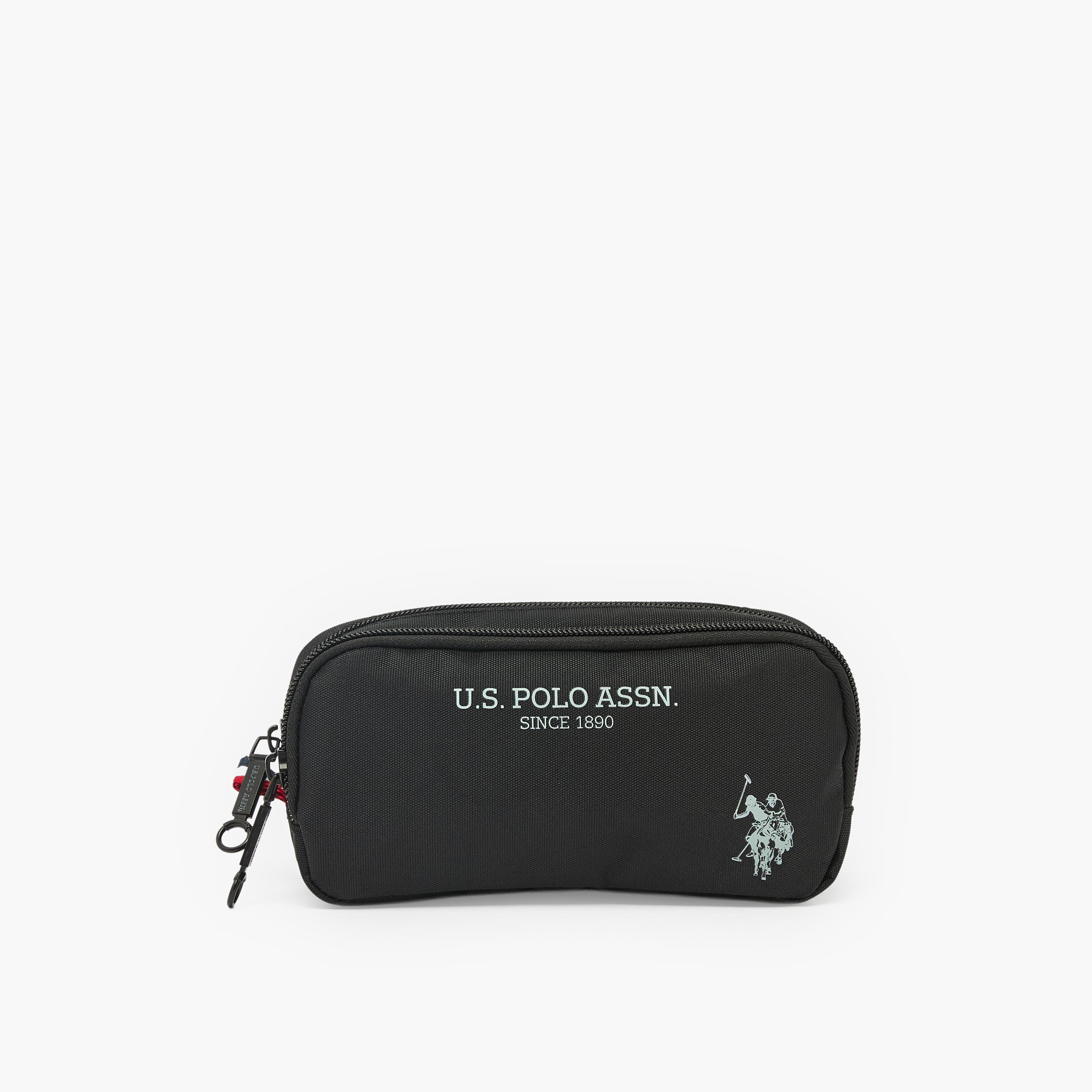 US POLO ASSN. Logo Print Pencil Pouch with Zip Closure-school-stationery-pencilcases-image-1