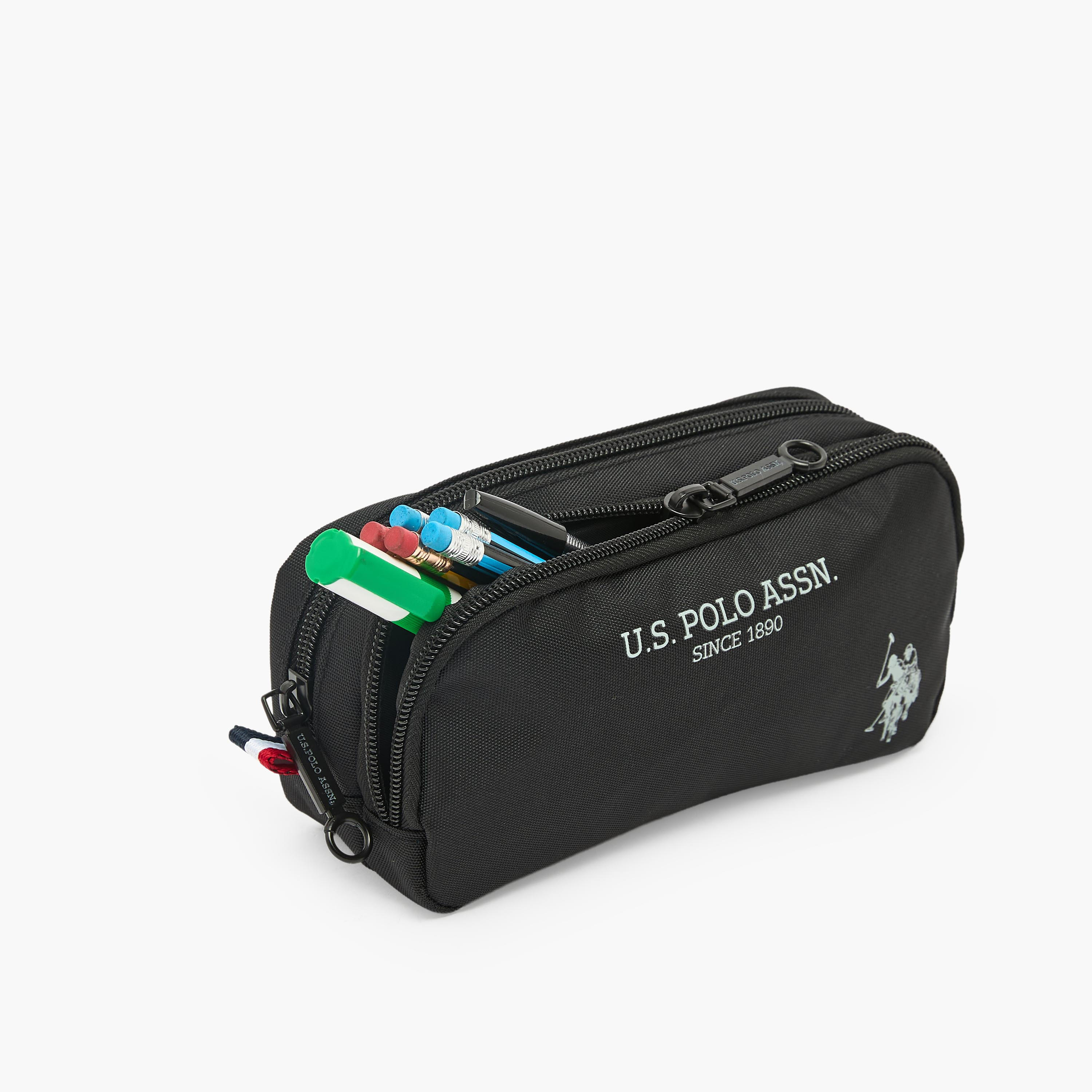 US POLO ASSN. Logo Print Pencil Pouch with Zip Closure-school-stationery-pencilcases-image-7