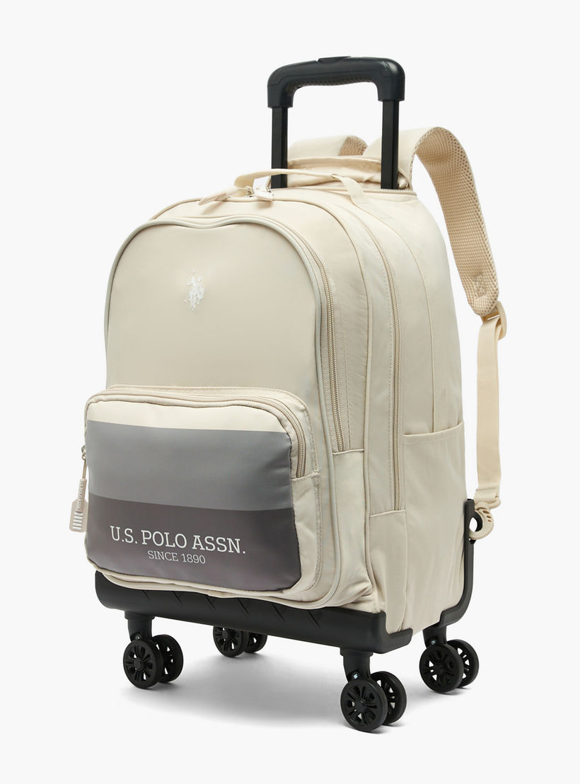 US POLO ASSN. Printed Trolley Backpack for Boys 8-13 Years with Zip Closure - 19 inches-school-bagsandbackpacks-trolleybags-image-2