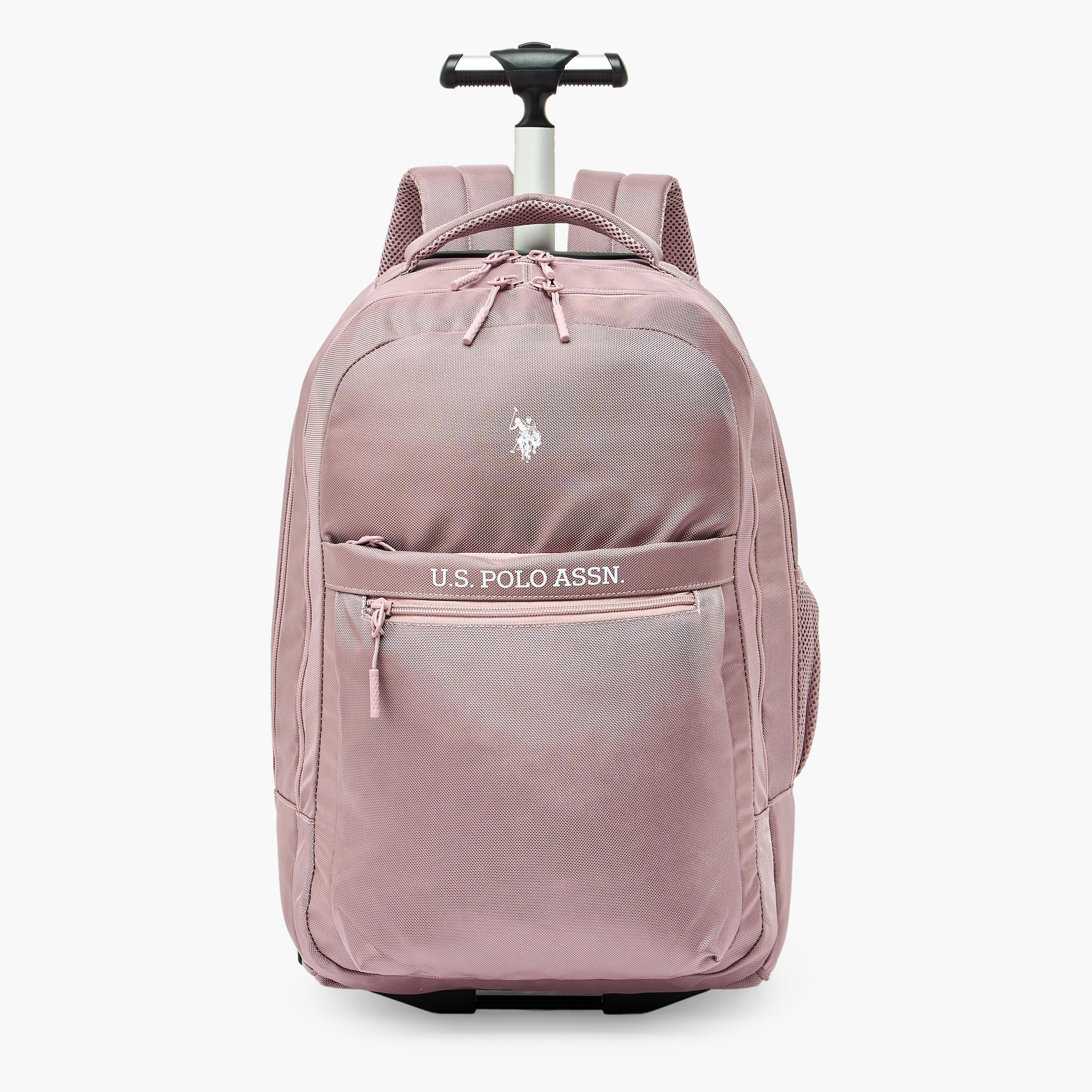 US POLO ASSN. Solid Trolley Backpack for Girls 8-13 Years with Retractable Handle - 19 inches-school-bagsandbackpacks-trolleybags-image-1