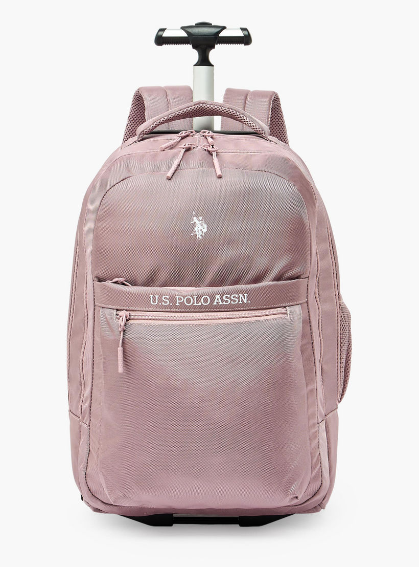 US POLO ASSN. Solid Trolley Backpack for Girls 8-13 Years with Retractable Handle - 19 inches-school-bagsandbackpacks-trolleybags-image-1