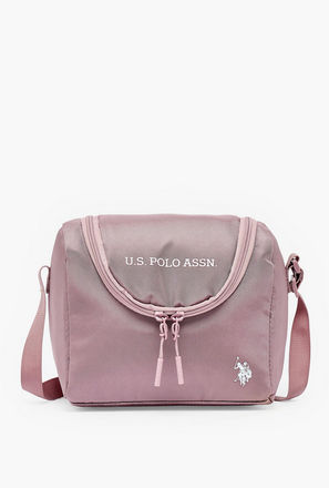 US POLO ASSN. Logo Print Lunch Bag for Girls 8-13 Years with Adjustable Strap-school-image-1