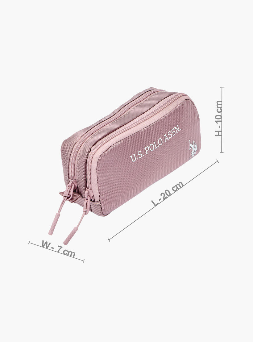 US POLO ASSN. Logo Print Pencil Pouch with 2 Compartments-school-stationery-pencilcases-image-4