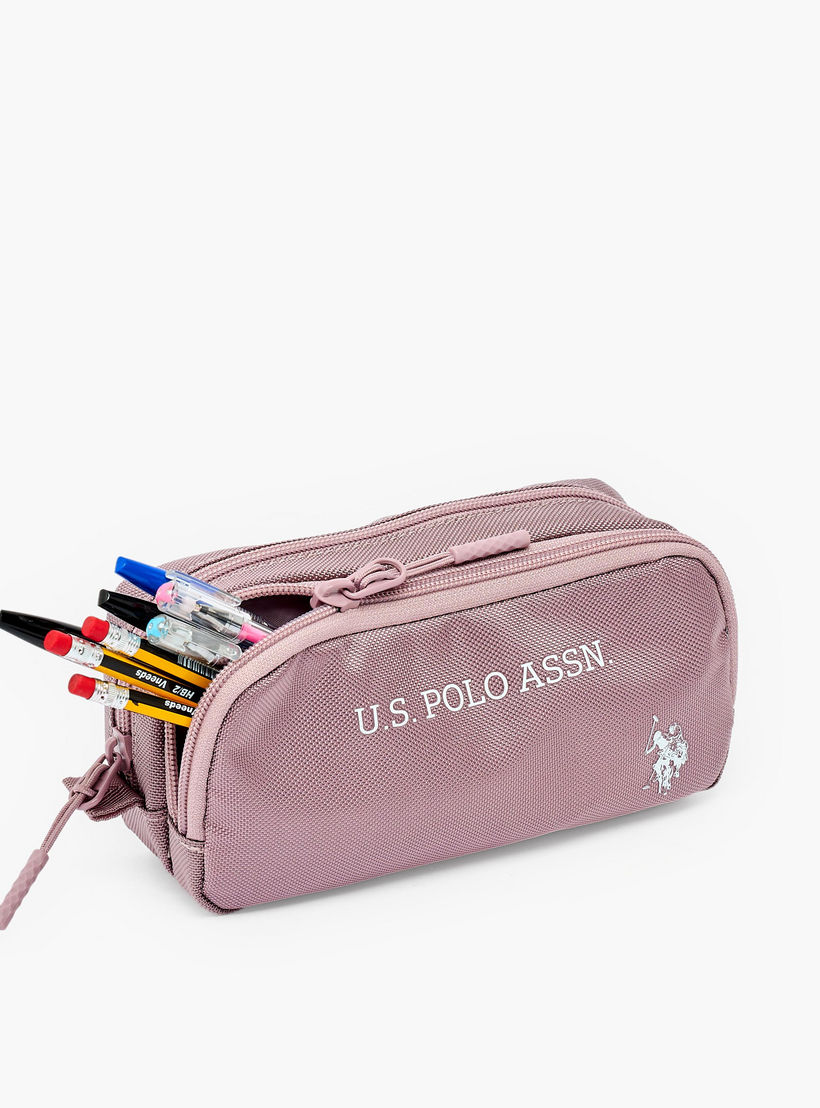 US POLO ASSN. Logo Print Pencil Pouch with 2 Compartments-school-stationery-pencilcases-image-7