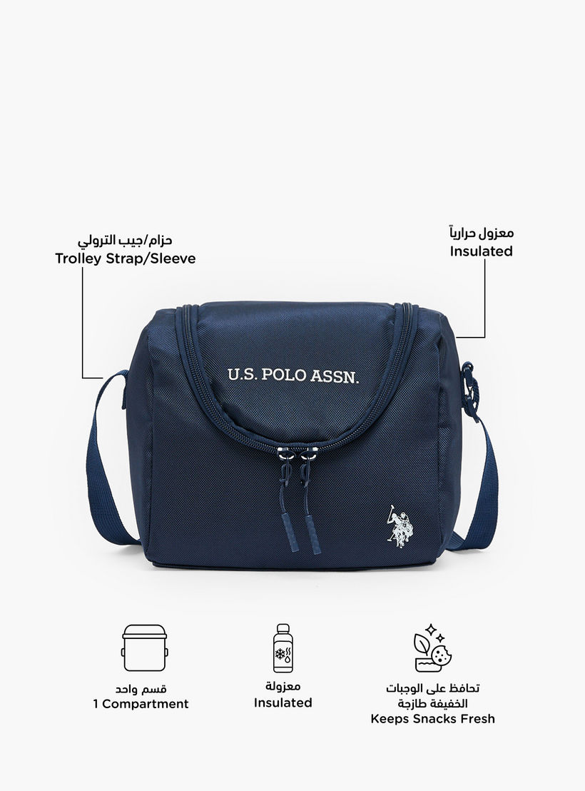 US POLO ASSN. Logo Print Lunch Bag for Unisex 8-13 Years with Adjustable Strap-school-lunchessentials-lunchbags-image-2