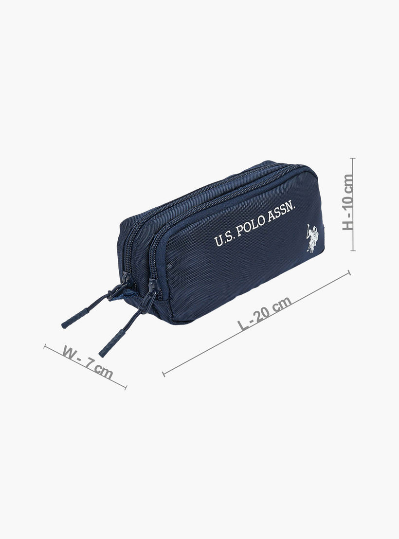 مقلمة بقسمين وطبعات شعار من يو إس بولو أسن-school-stationery-pencilcases-image-4