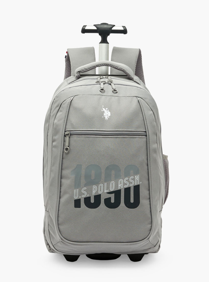 US POLO ASSN. Logo Print Trolley Backpack for Boys 8-13 Years with Retractable Handle - 19 inches-school-bagsandbackpacks-trolleybags-image-1
