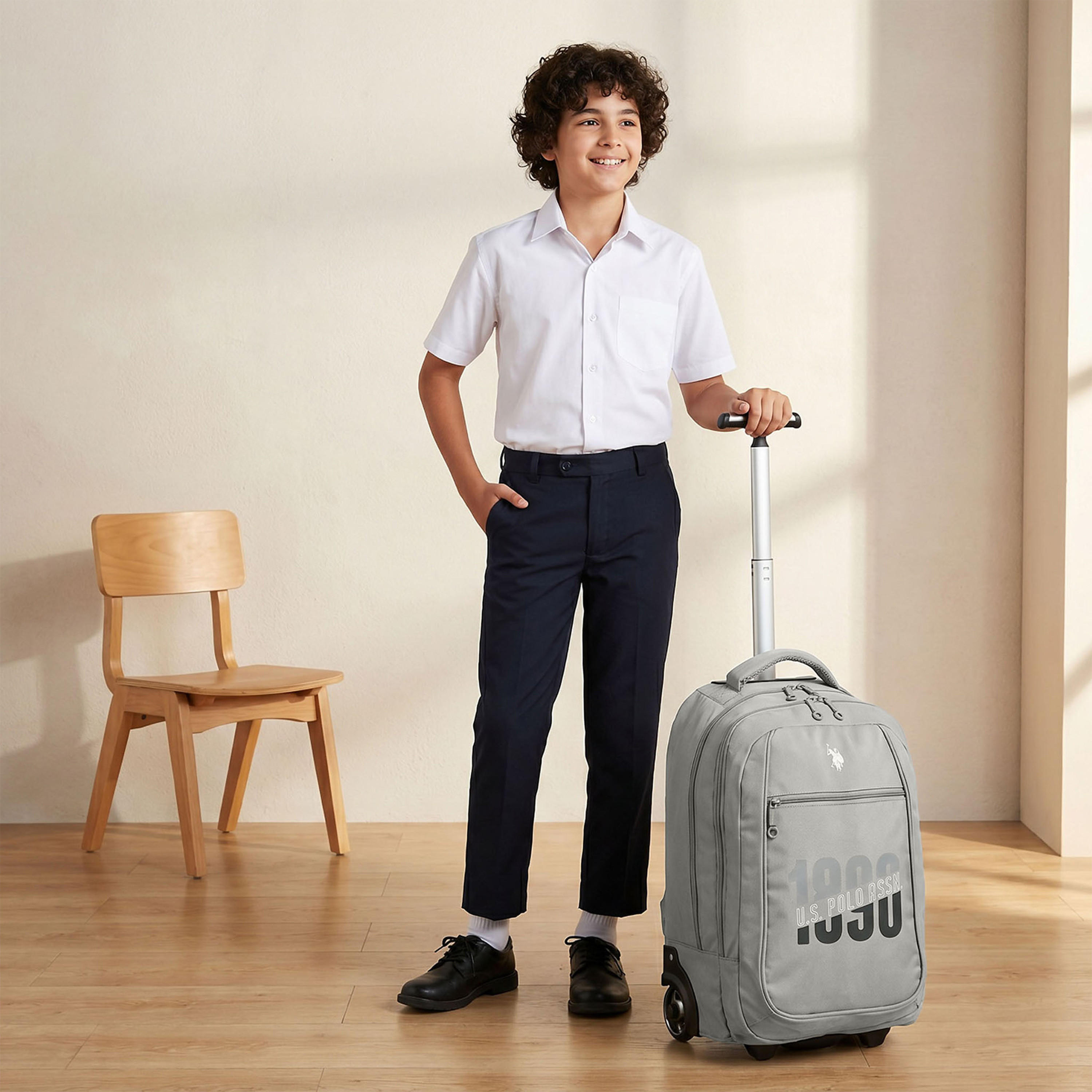 US POLO ASSN. Logo Print Trolley Backpack for Boys 8-13 Years with Retractable Handle - 19 inches-school-bagsandbackpacks-trolleybags-image-3
