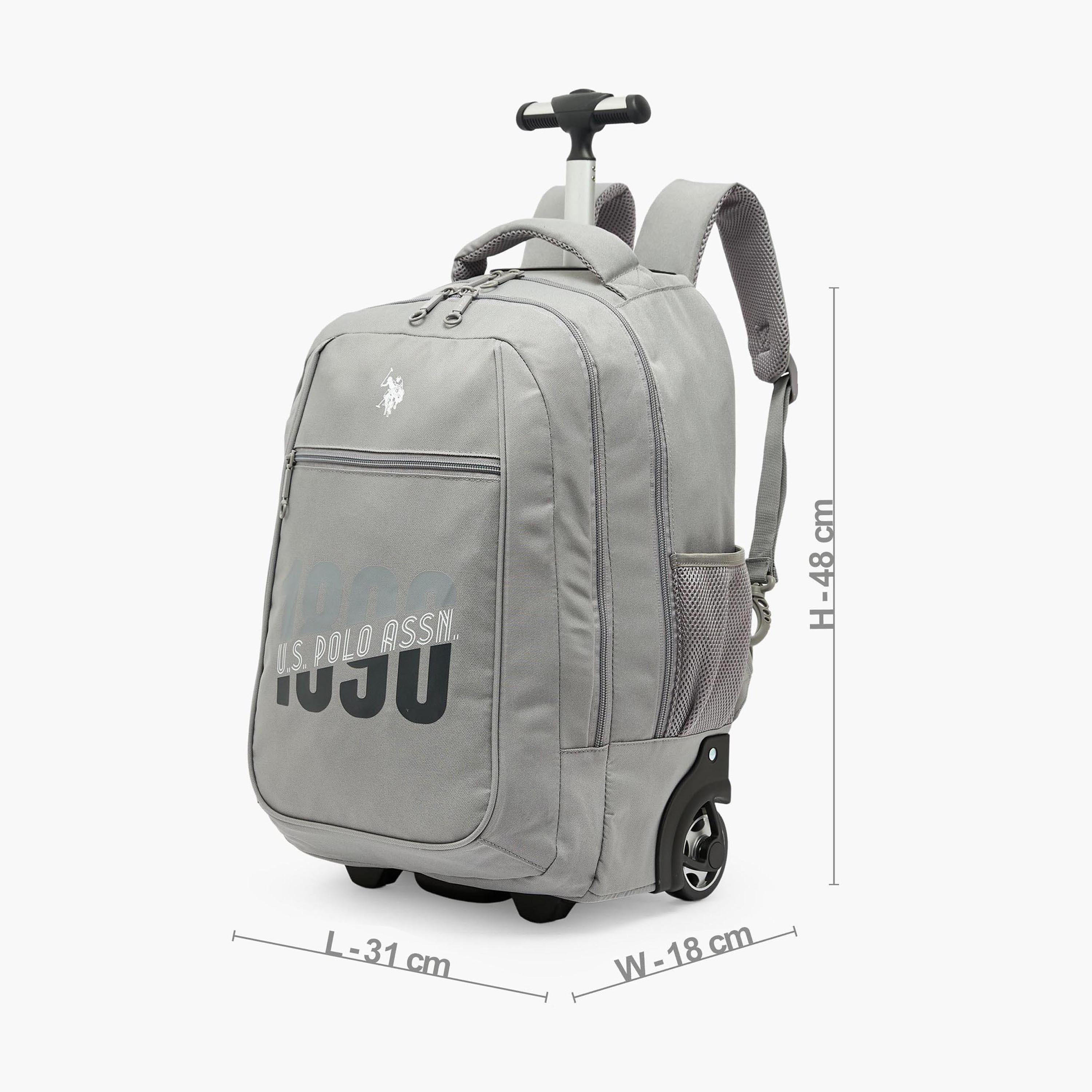 US POLO ASSN. Logo Print Trolley Backpack for Boys 8-13 Years with Retractable Handle - 19 inches-school-bagsandbackpacks-trolleybags-image-8