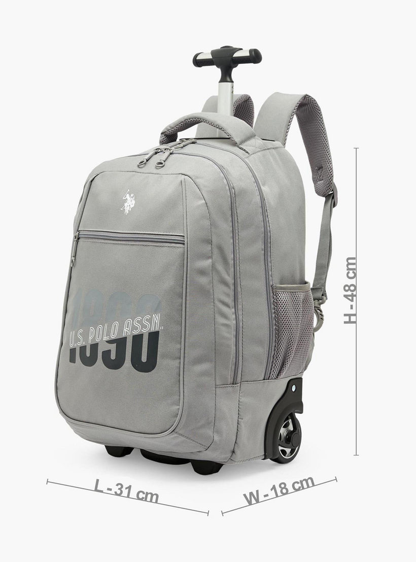 US POLO ASSN. Logo Print Trolley Backpack for Boys 8-13 Years with Retractable Handle - 19 inches-school-bagsandbackpacks-trolleybags-image-8