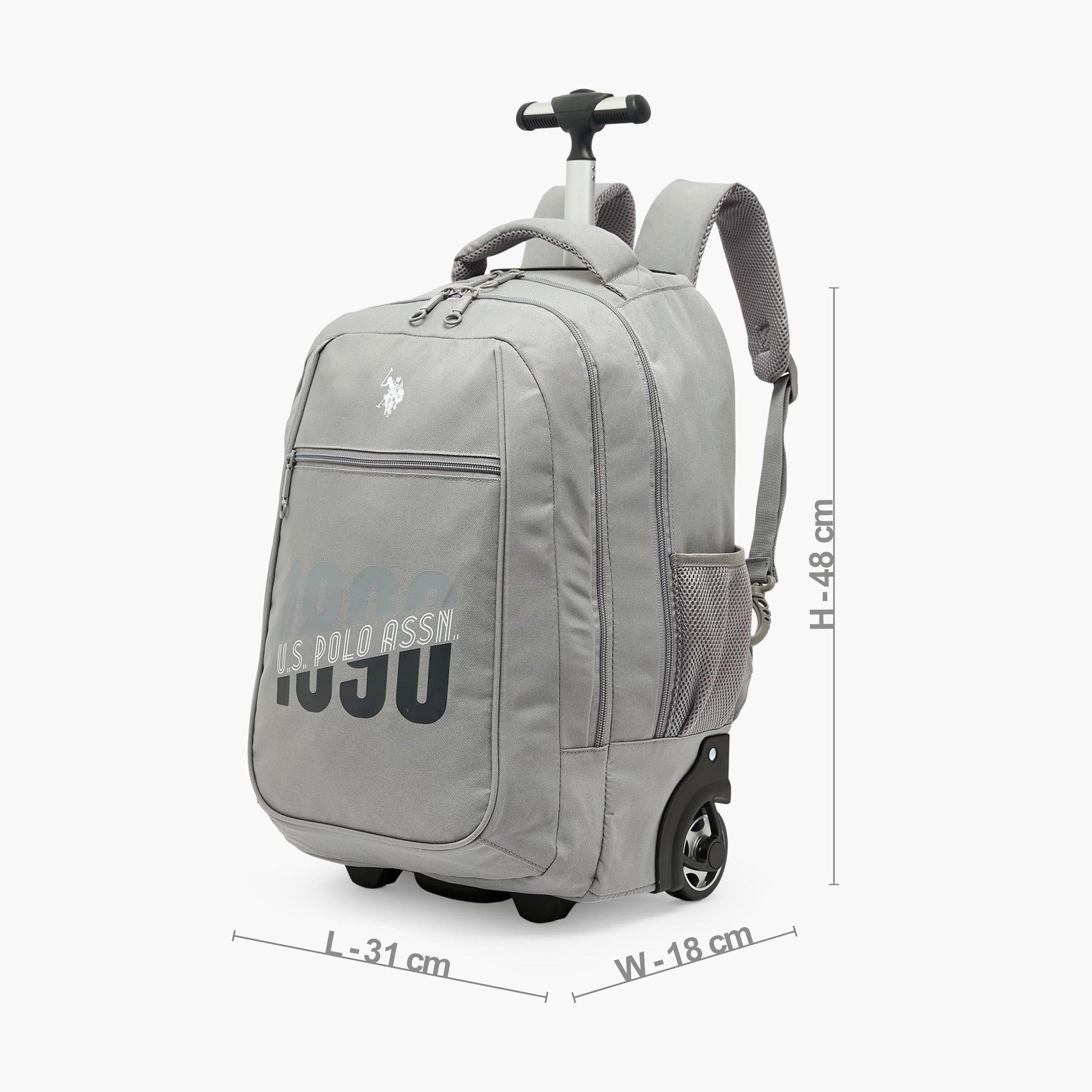 US POLO ASSN. Logo Print Trolley Backpack for Boys 8-13 Years with Retractable Handle - 19 inches-school-bagsandbackpacks-trolleybags-image-9