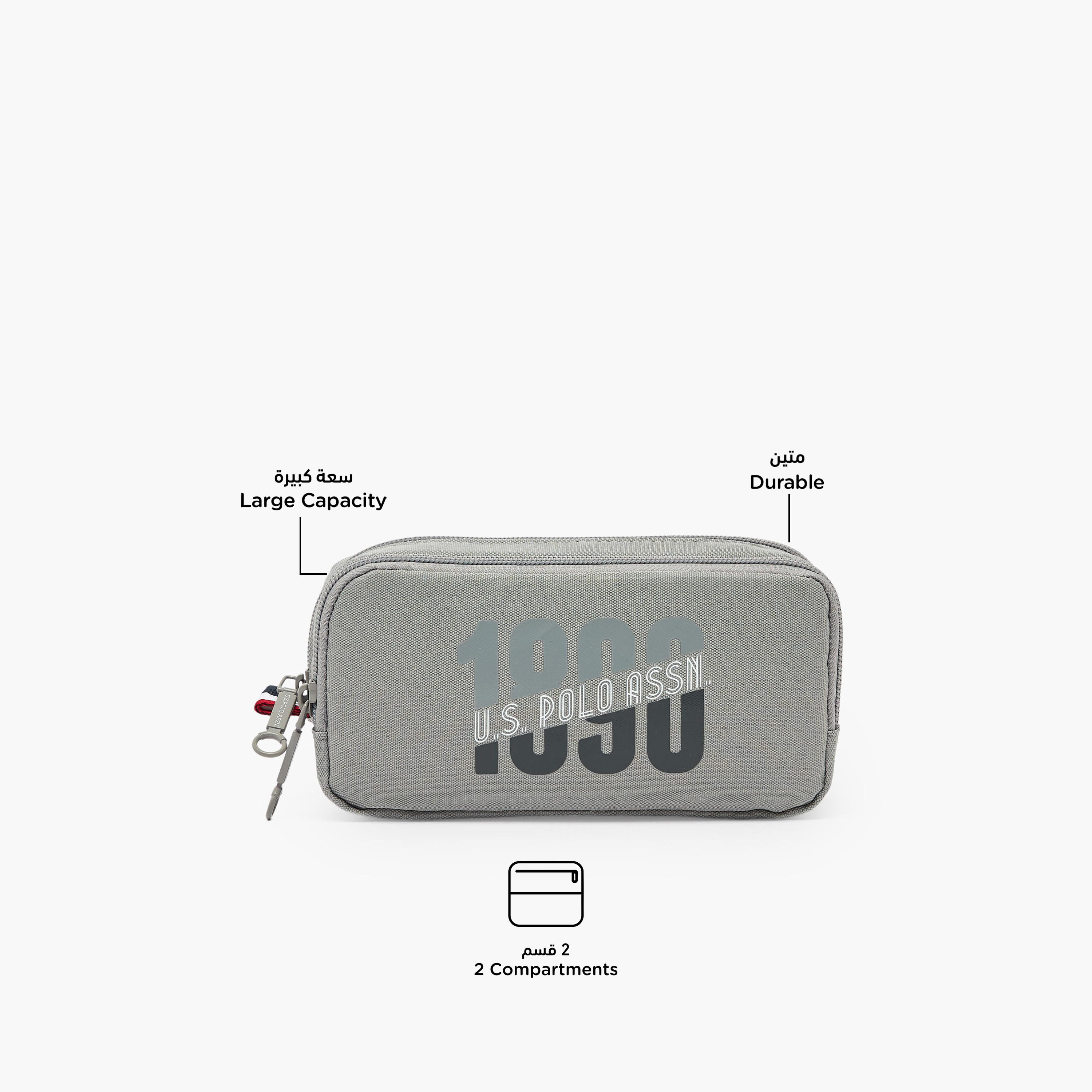 US POLO ASSN. Logo Print Pencil Pouch with Zip Closure-school-stationery-pencilcases-image-2