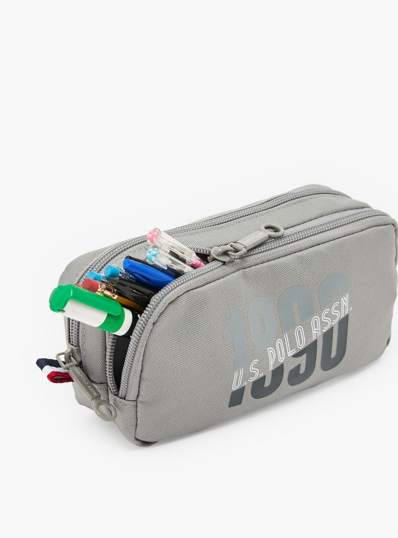 US POLO ASSN. Logo Print Pencil Pouch with Zip Closure-school-stationery-pencilcases-image-7