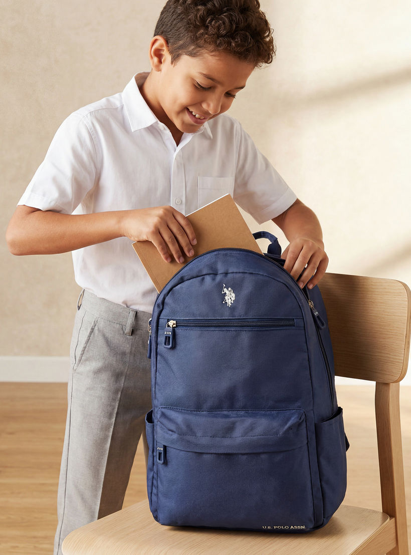 شنطة ظهر سادة بسحابات إغلاق للأولاد من سن 8 -13 سنة من يو إس بولو أسن - 18 بوصة-school-bagsandbackpacks-backpacks-image-3