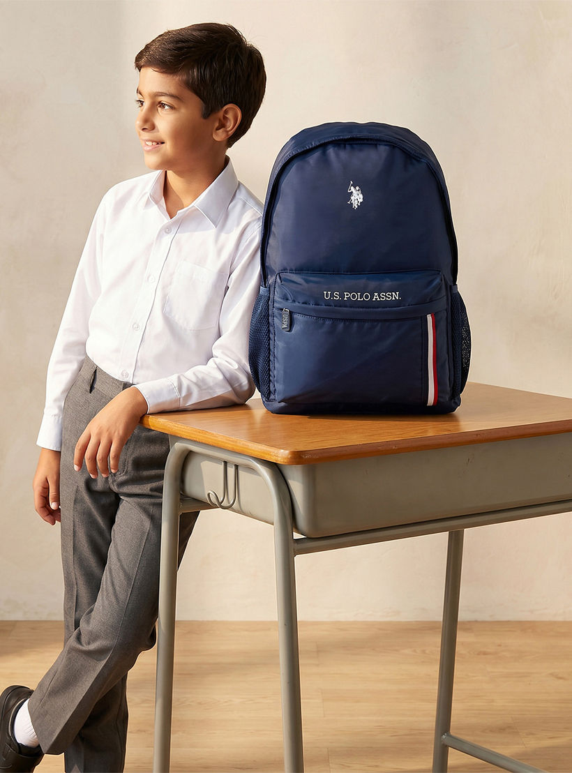 US POLO ASSN. Logo Print Backpack for Boys 8-13 Years with Adjustable Shoulder Straps - 18 inches-school-bagsandbackpacks-backpacks-image-3