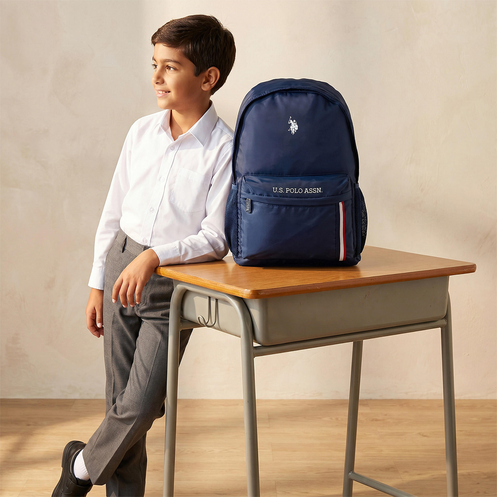 US POLO ASSN. Logo Print Backpack for Boys 8-13 Years with Adjustable Shoulder Straps - 18 inches-school-bagsandbackpacks-backpacks-image-3
