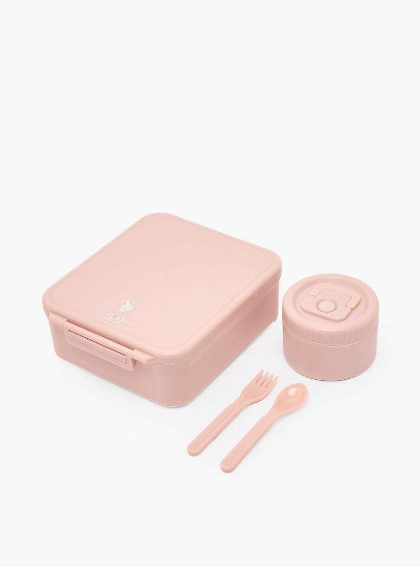 صندوق غداء بنتو سادة مع وعاء شوربة للبنات من يو إس بولو أسن - 1.7 لتر-school-lunchessentials-lunchboxes-image-1