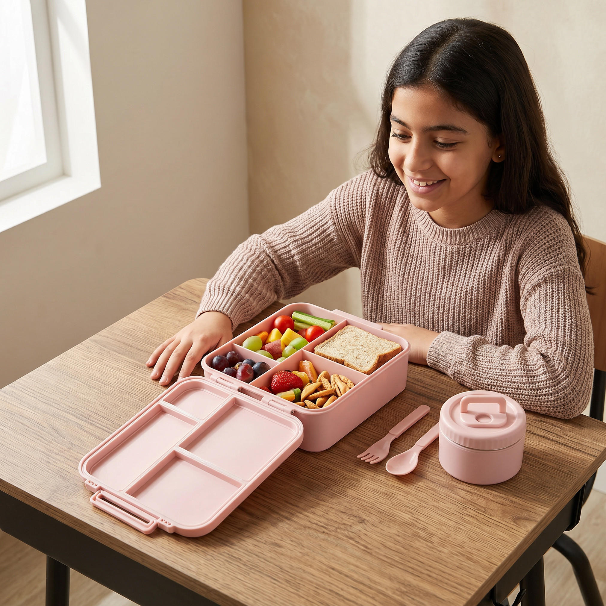 صندوق غداء بنتو سادة مع وعاء شوربة للبنات من يو إس بولو أسن - 1.7 لتر-school-lunchessentials-lunchboxes-image-3
