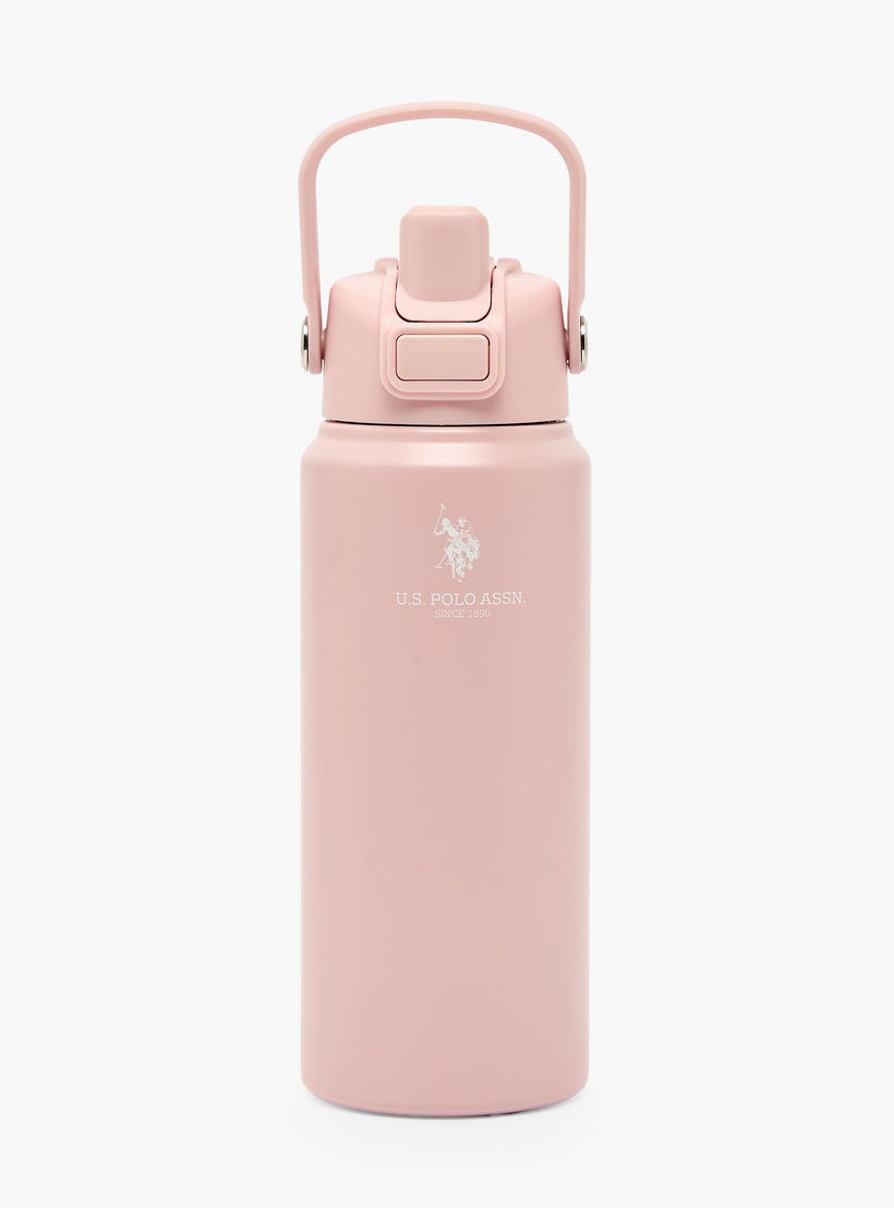US POLO ASSN. Solid Stainless Steel Water Bottle with Spout and Handle - 720 ml-school-waterbottles-image-1