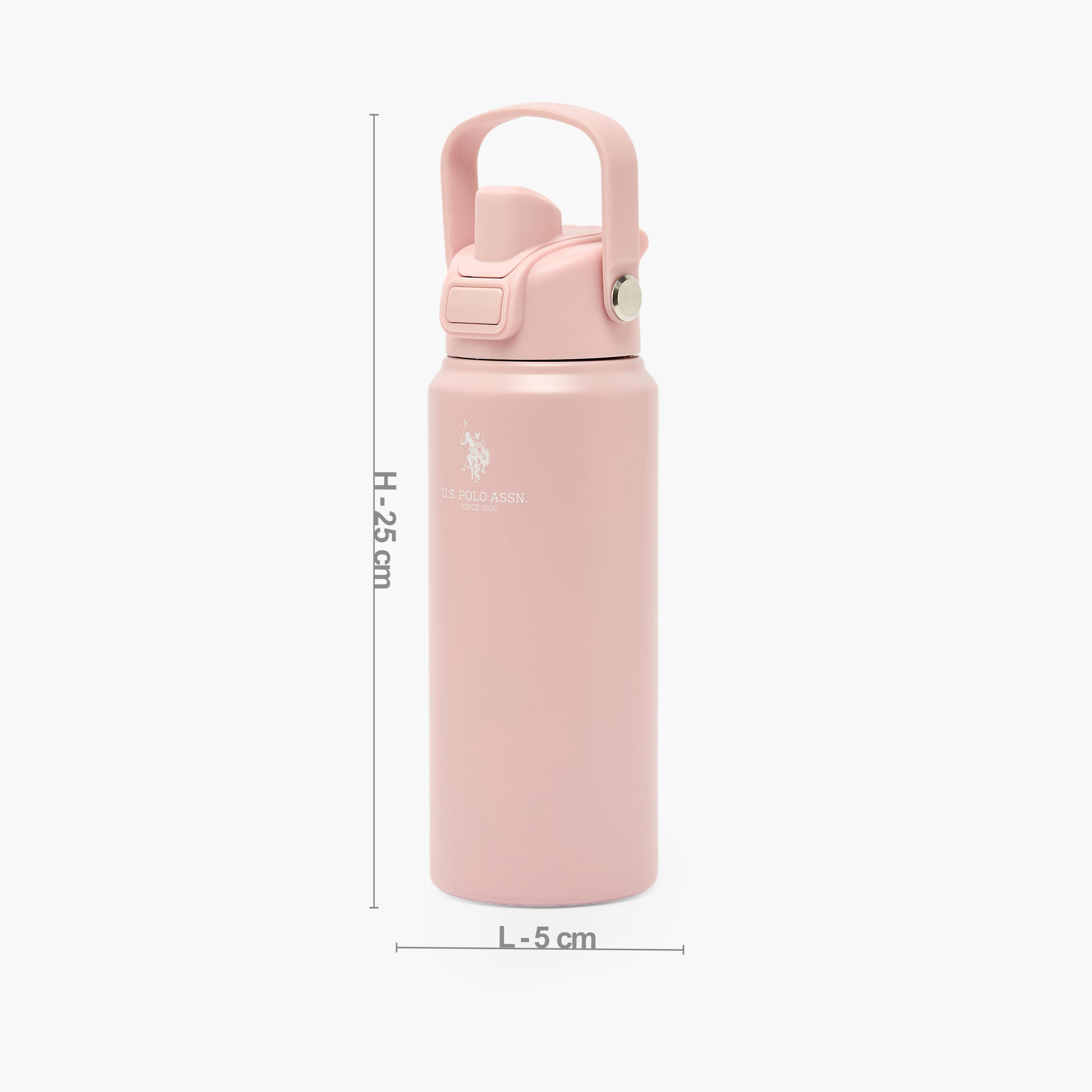 US POLO ASSN. Solid Stainless Steel Water Bottle with Spout and Handle - 720 ml-school-waterbottles-image-3
