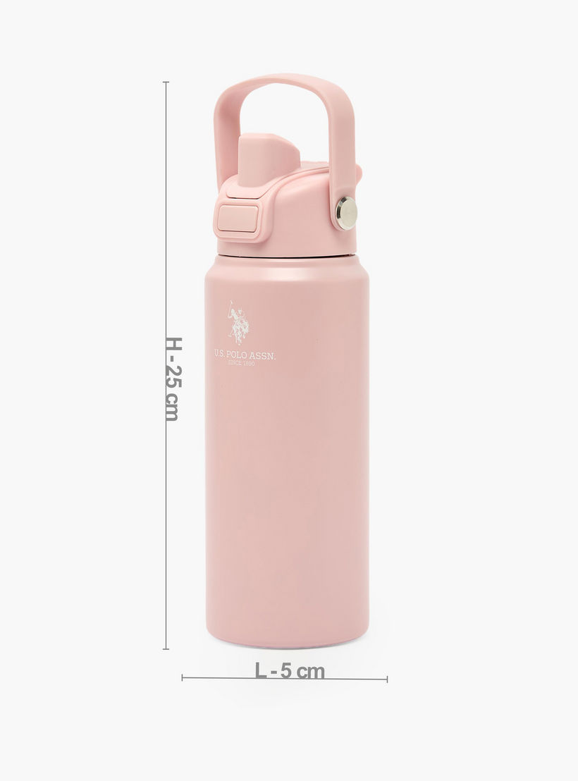 US POLO ASSN. Solid Stainless Steel Water Bottle with Spout and Handle - 720 ml-school-waterbottles-image-3