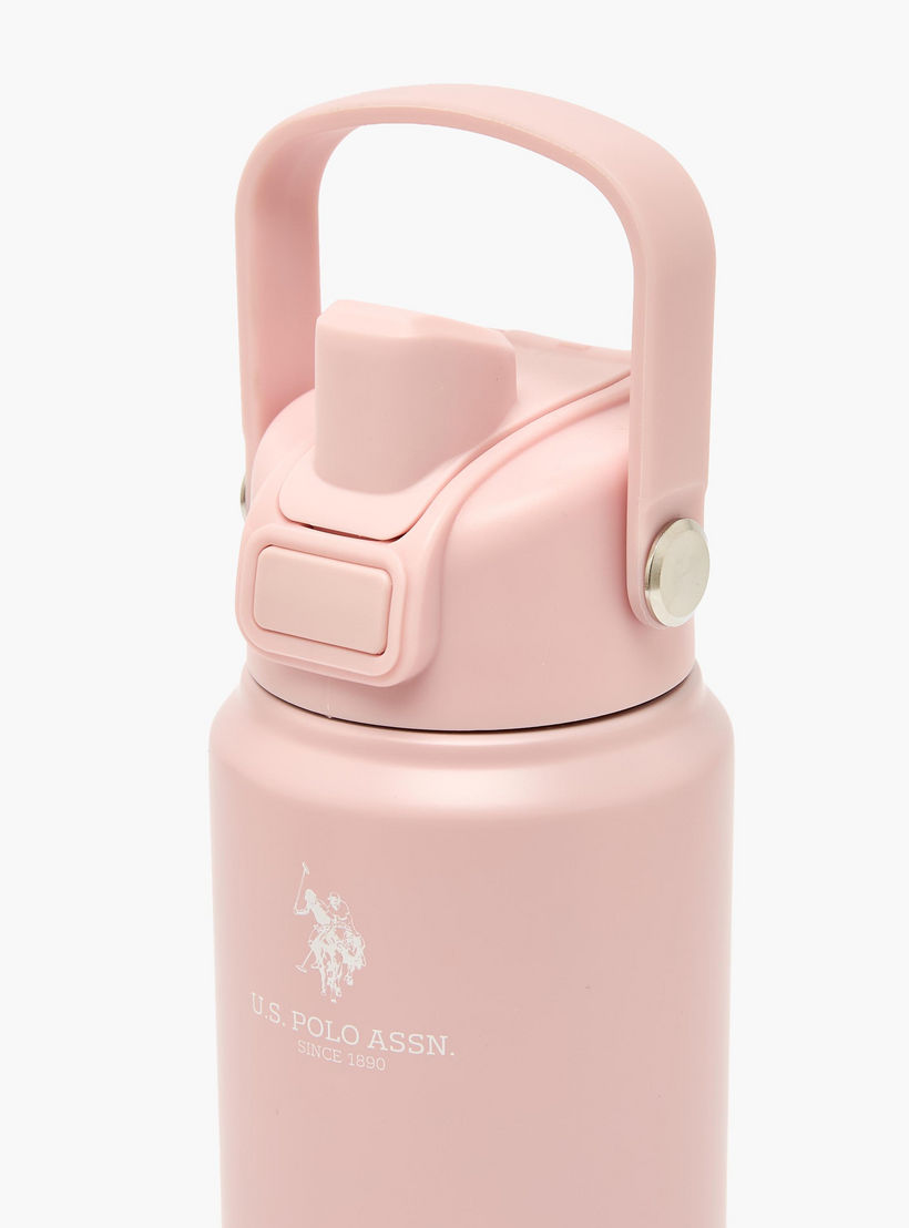 US POLO ASSN. Solid Stainless Steel Water Bottle with Spout and Handle - 720 ml-school-waterbottles-image-4