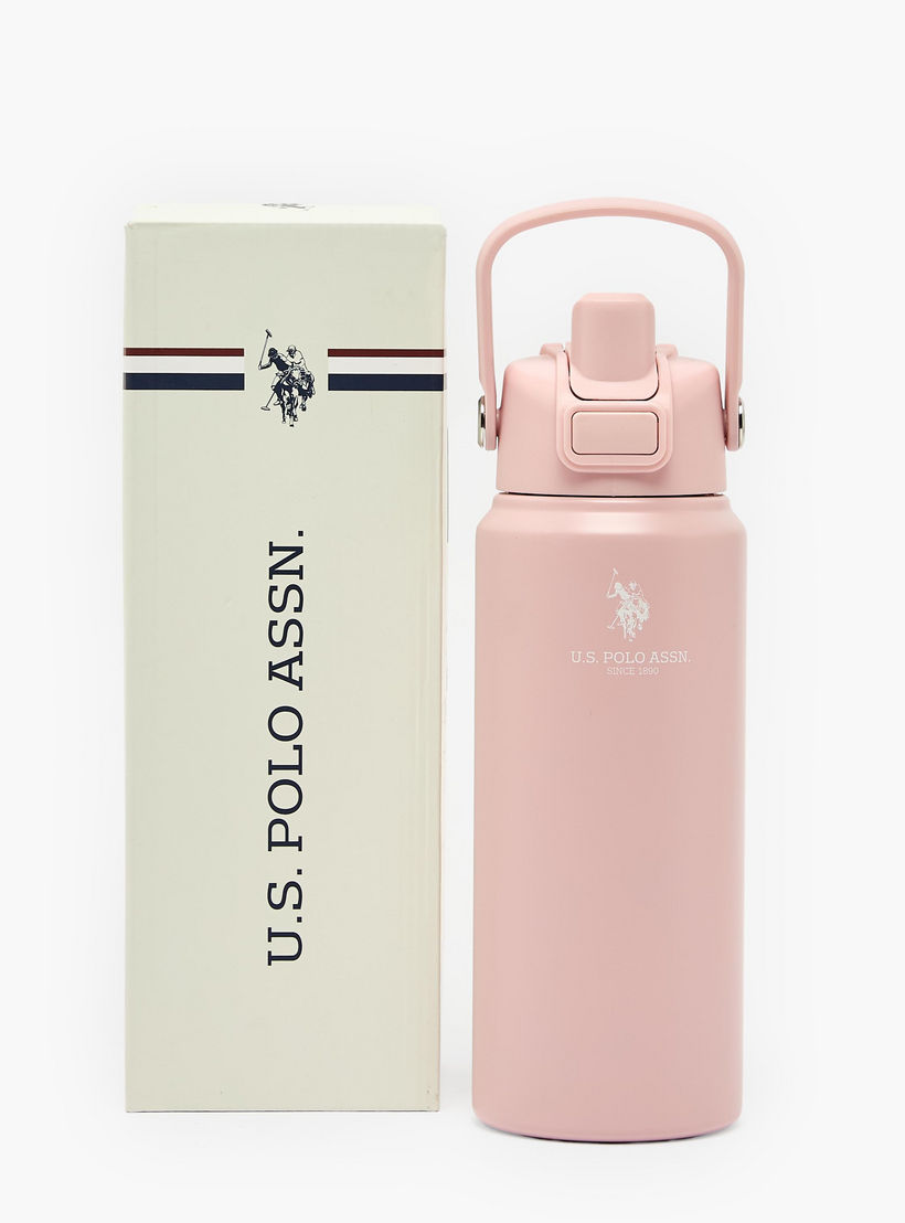 US POLO ASSN. Solid Stainless Steel Water Bottle with Spout and Handle - 720 ml-school-waterbottles-image-7