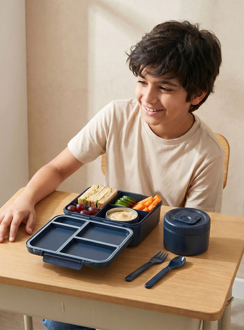 US POLO ASSN. Solid Bento Lunch Box for Boys with Soup Bowl and Cutlery - 1.7 L-school-lunchessentials-lunchboxes-image-3