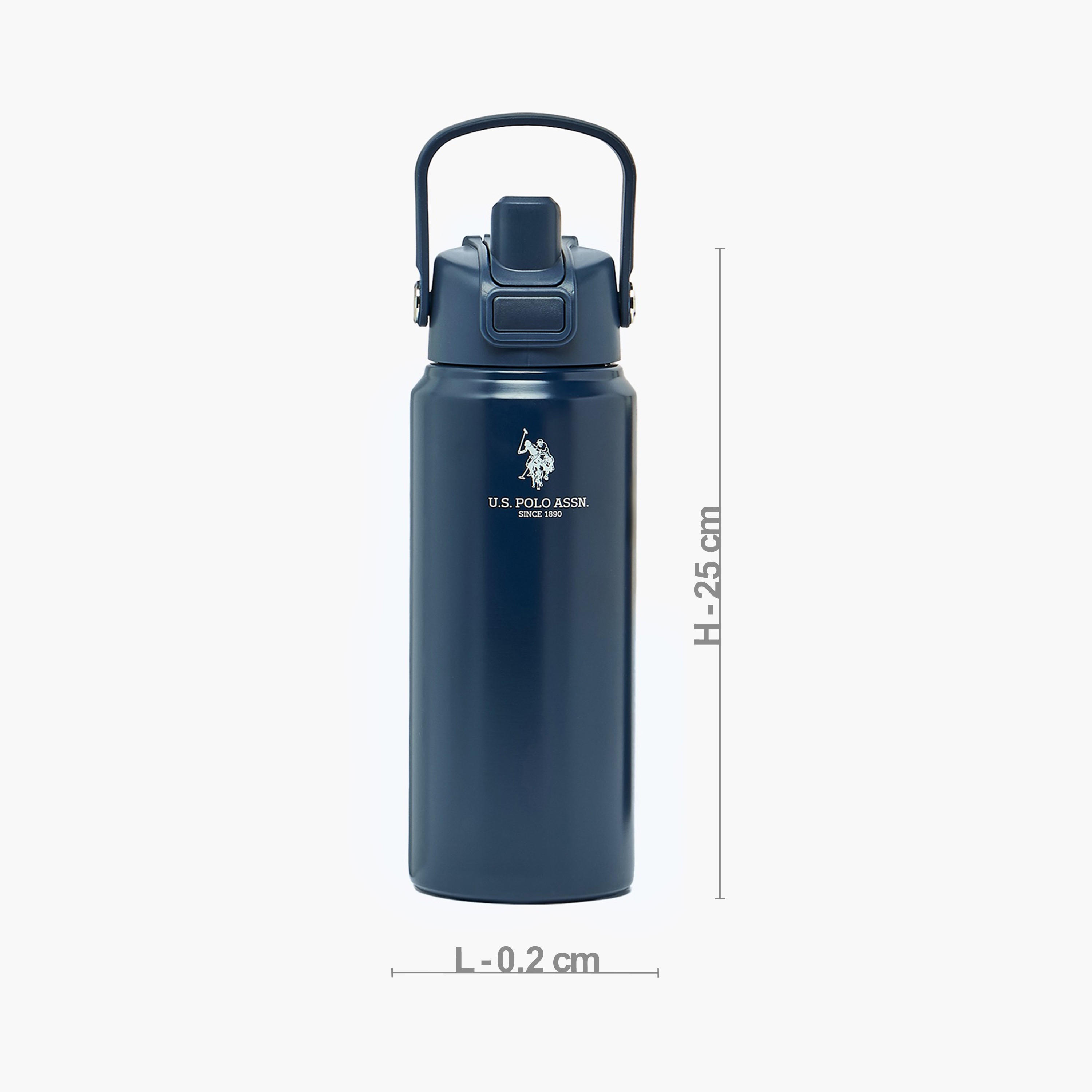 US POLO ASSN. Solid Stainless Steel Water Bottle with Spout and Handle - 720 ml-school-waterbottles-image-4