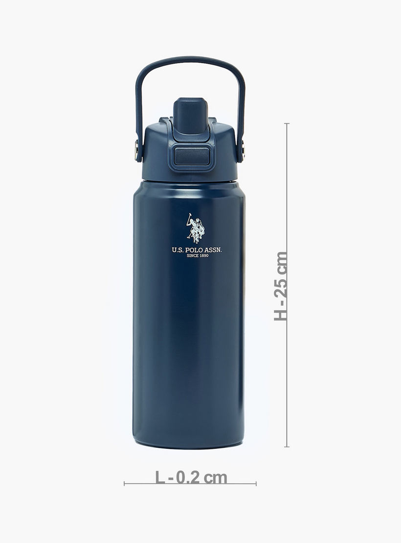 US POLO ASSN. Solid Stainless Steel Water Bottle with Spout and Handle - 720 ml-school-waterbottles-image-4