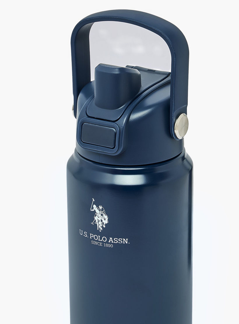 US POLO ASSN. Solid Stainless Steel Water Bottle with Spout and Handle - 720 ml-school-waterbottles-image-5