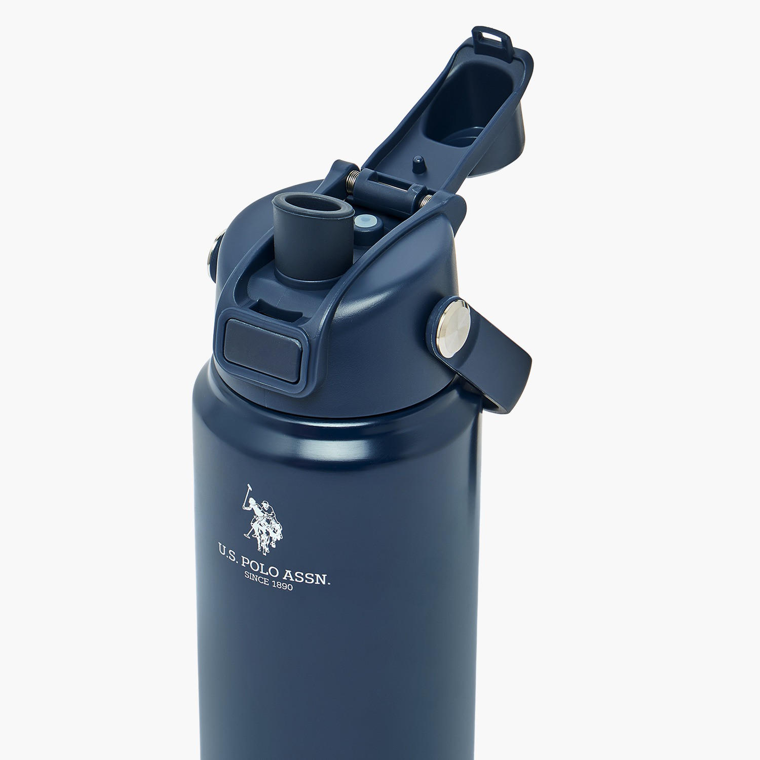 US POLO ASSN. Solid Stainless Steel Water Bottle with Spout and Handle - 720 ml-school-waterbottles-image-6